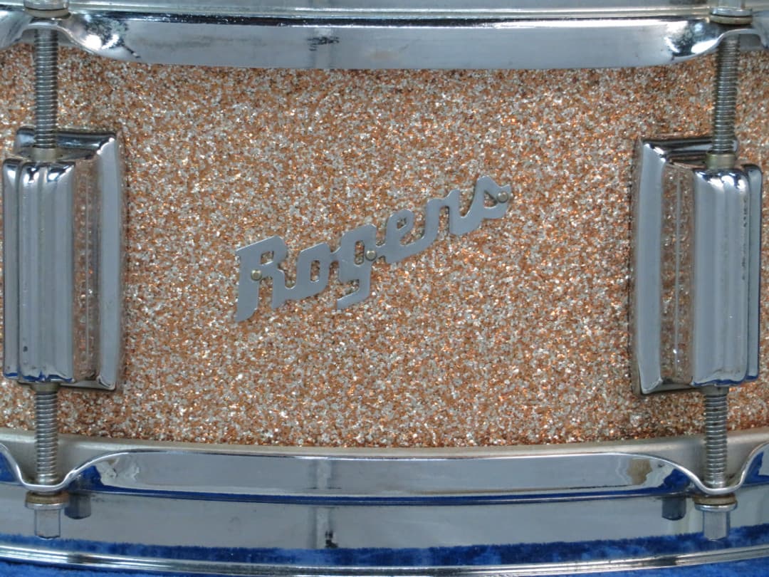 Rogers Powertone 5 x 14 Pink Champagne Pearl Wood Snare Drum 1960's Serial #5820