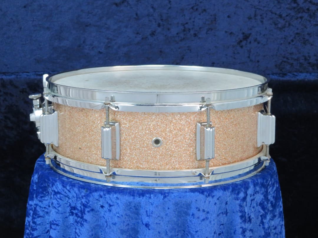Rogers Powertone 5 x 14 Pink Champagne Pearl Wood Snare Drum 1960's Serial #5820