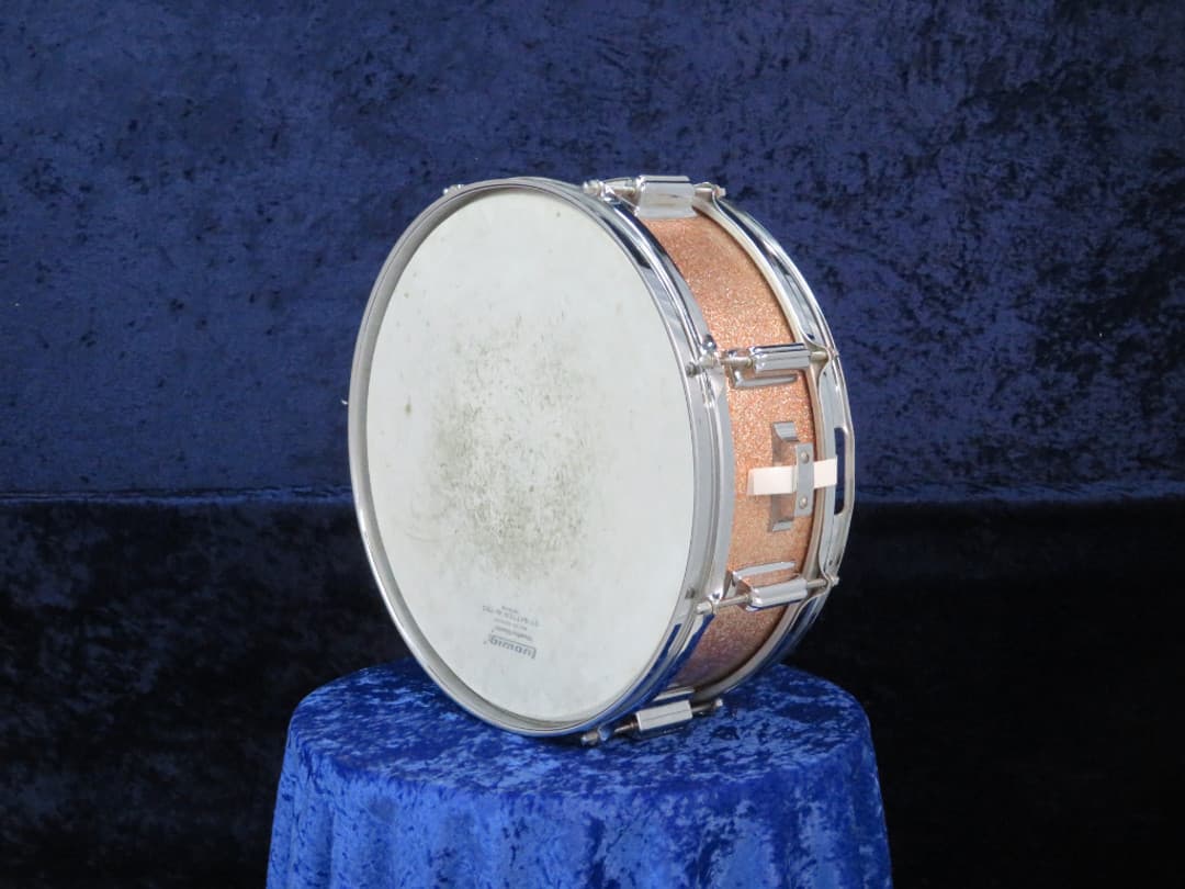 Rogers Powertone 5 x 14 Pink Champagne Pearl Wood Snare Drum 1960's Serial #5820