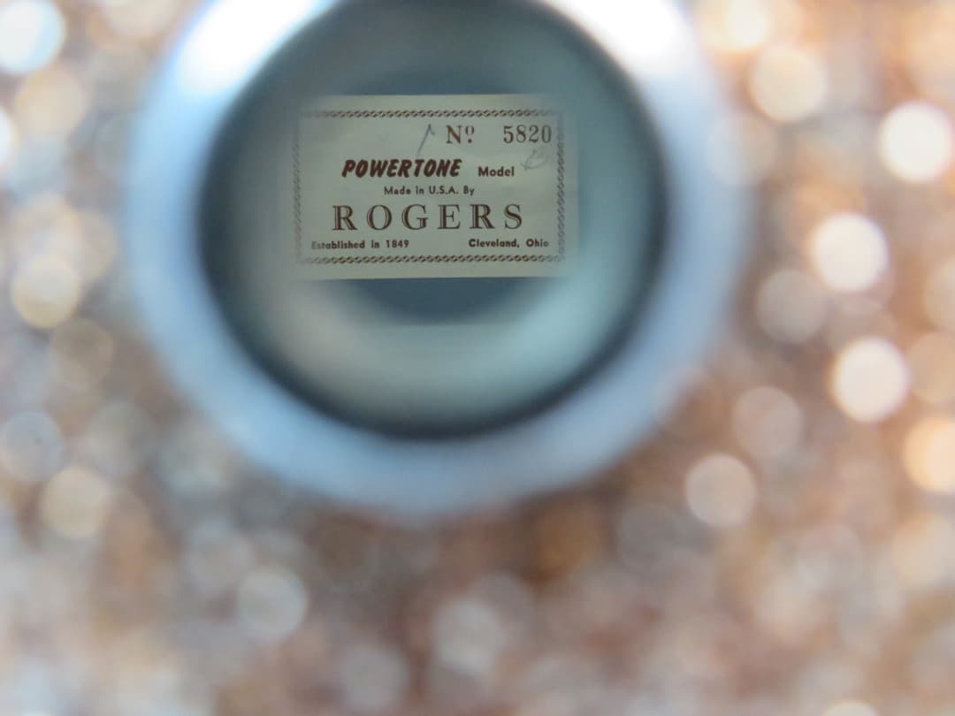 Rogers Powertone 5 x 14 Pink Champagne Pearl Wood Snare Drum 1960's Serial #5820