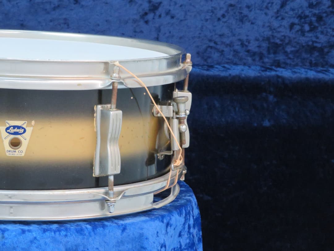 Ludwig Pioneer 5 x 14 Black and Gold Duco Wood Snare Drum 1960 Serial #isi9321