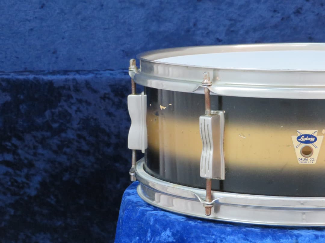 Ludwig Pioneer 5 x 14 Black and Gold Duco Wood Snare Drum 1960 Serial #isi9321