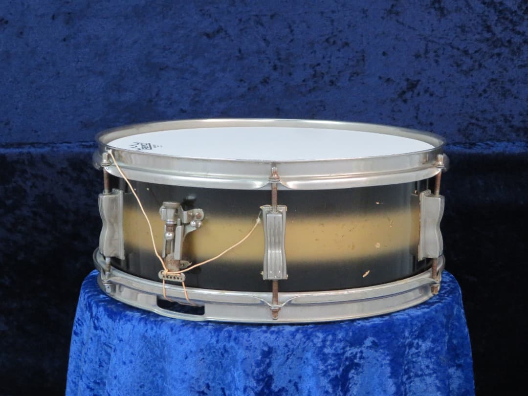 Ludwig Pioneer 5 x 14 Black and Gold Duco Wood Snare Drum 1960 Serial #isi9321