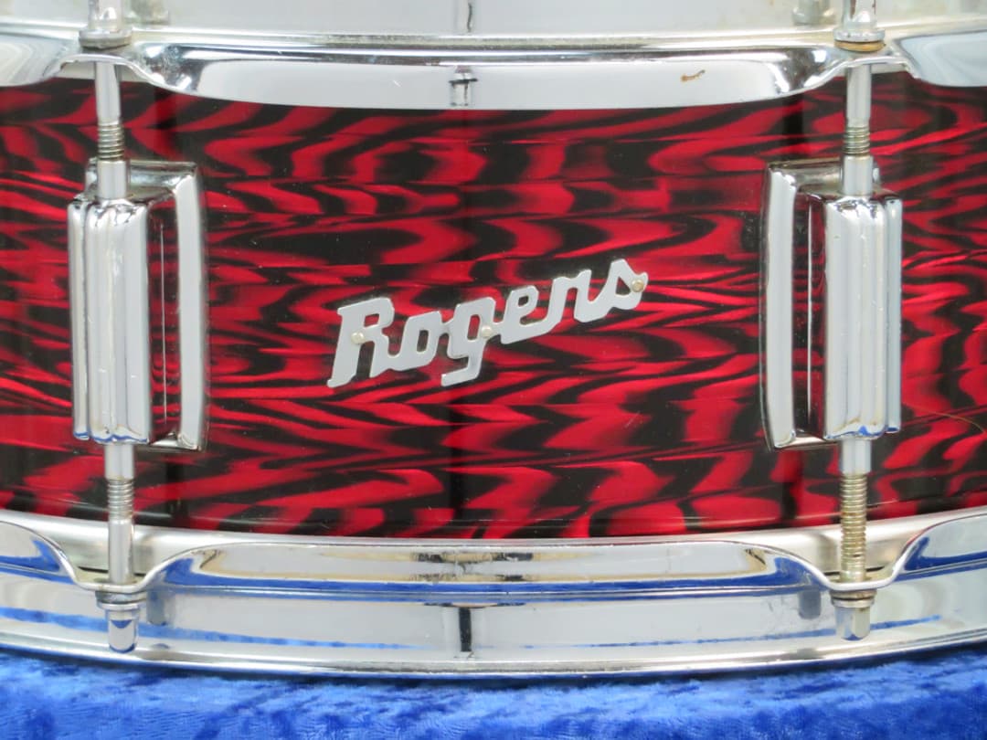 Rogers Powertone 5 x 14 Red Onyx Wood Snare Drum 1960's Serial #17360