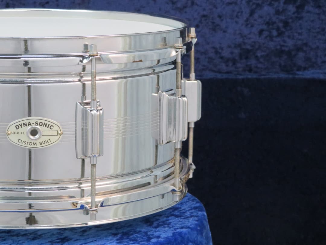 Rogers Dyna-sonic 6.5 x 14 Chrome Over Brass Snare Drum 1967 Serial #7050