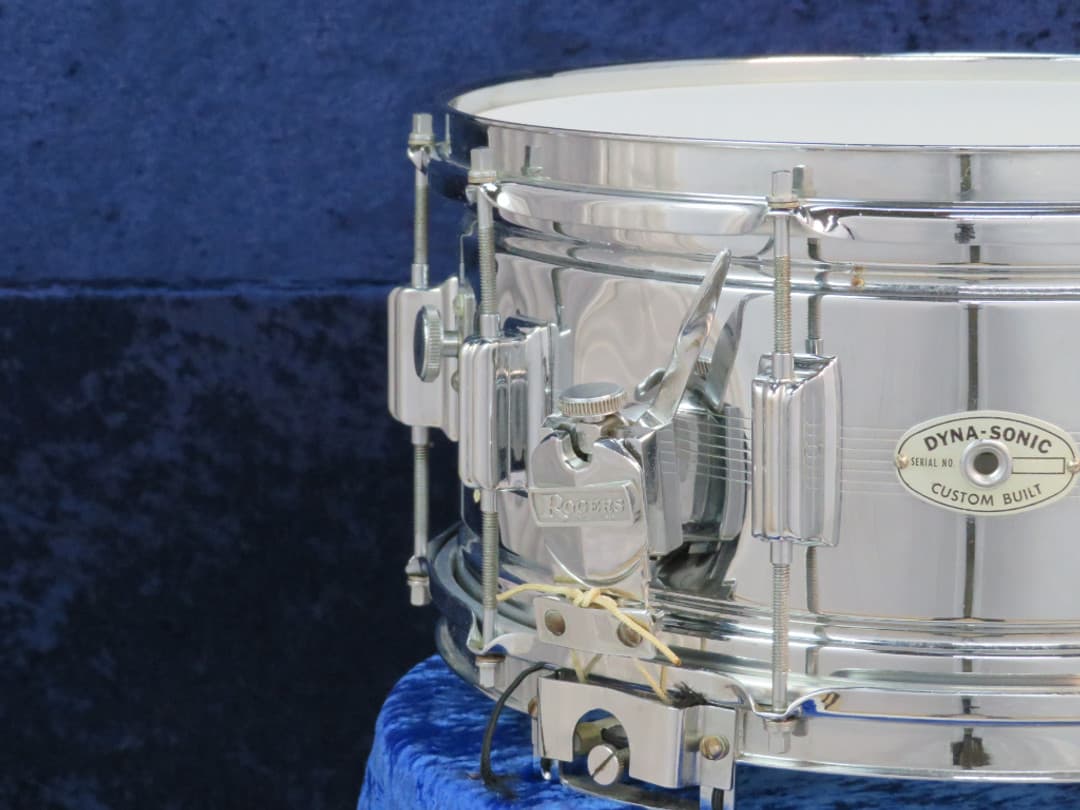 Rogers Dyna-sonic 6.5 x 14 Chrome Over Brass Snare Drum 1967 Serial #7050