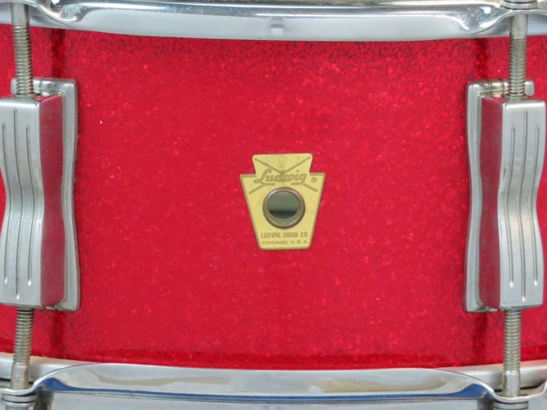 Ludwig Jazz Festival 5 x 14 Sparkling Red Pearl Wood Snare Drum 1965 Serial #157573