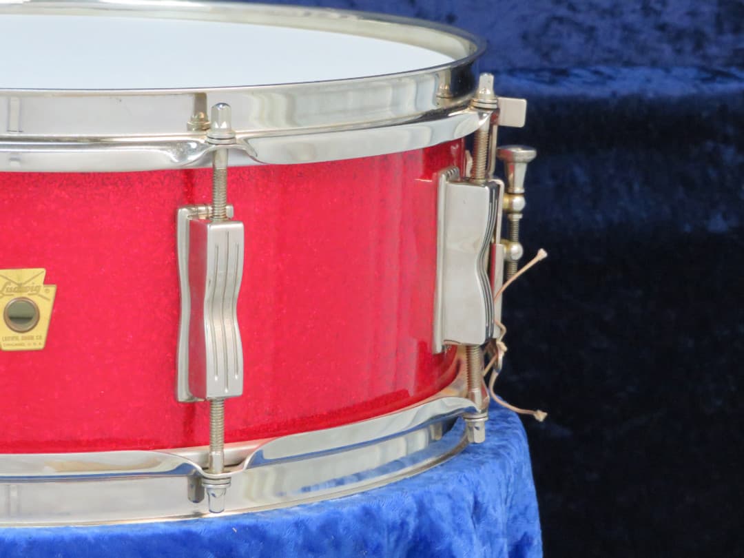 Ludwig Jazz Festival 5 x 14 Sparkling Red Pearl Wood Snare Drum 1965 Serial #157573