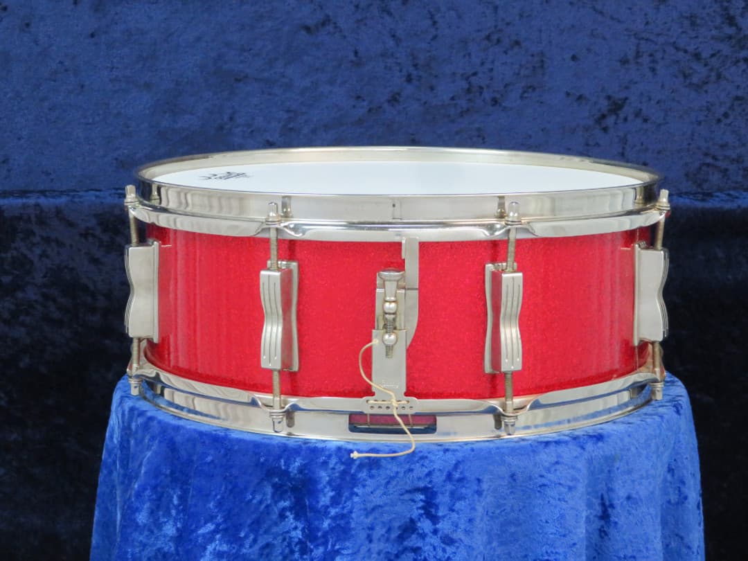 Ludwig Jazz Festival 5 x 14 Sparkling Red Pearl Wood Snare Drum 1965 Serial #157573