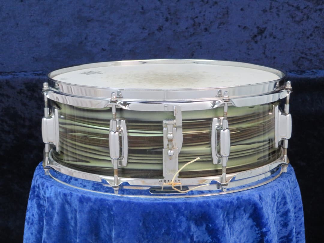 Ludwig Standard 5 x 14 Avocado Strata Wood Snare Drum 1960's Serial #17127