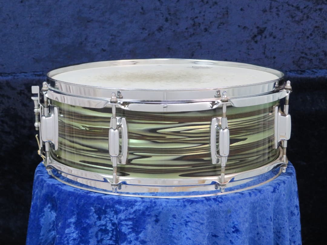 Ludwig Standard 5 x 14 Avocado Strata Wood Snare Drum 1960's Serial #17127