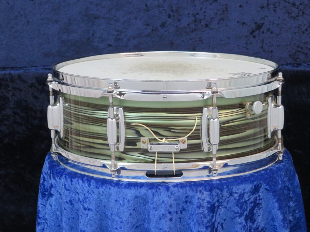 Ludwig Standard 5 x 14 Avocado Strata Wood Snare Drum 1960's Serial #17127
