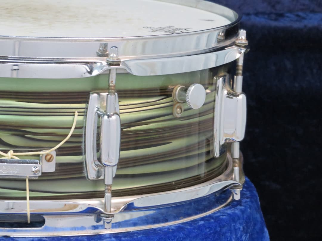 Ludwig Standard 5 x 14 Avocado Strata Wood Snare Drum 1960's Serial #17127