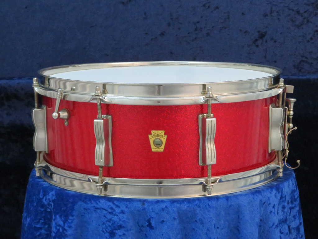 Ludwig Jazz Festival 5 x 14 Sparkling Red Pearl Wood Snare Drum 1965 Serial  #157573